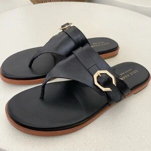 Cole Haan Black Sandals with Gold Accent